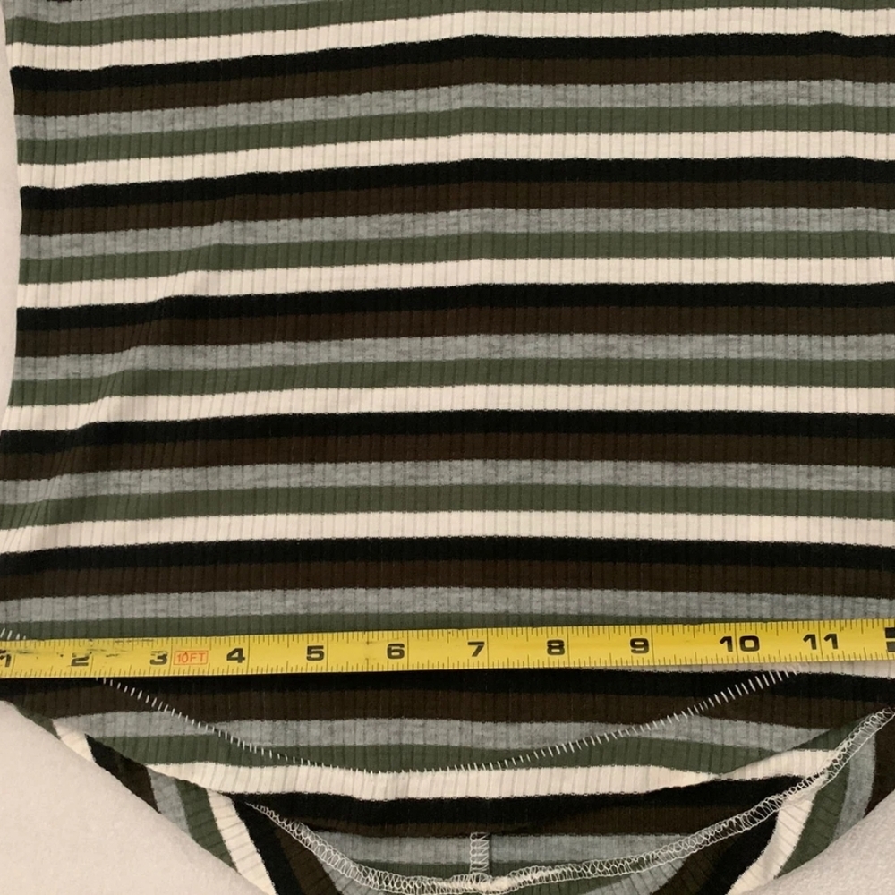 NWT Free People Good on You Army Green Stripe Round Hem Ribbed Tee Top - Picture 11 of 16